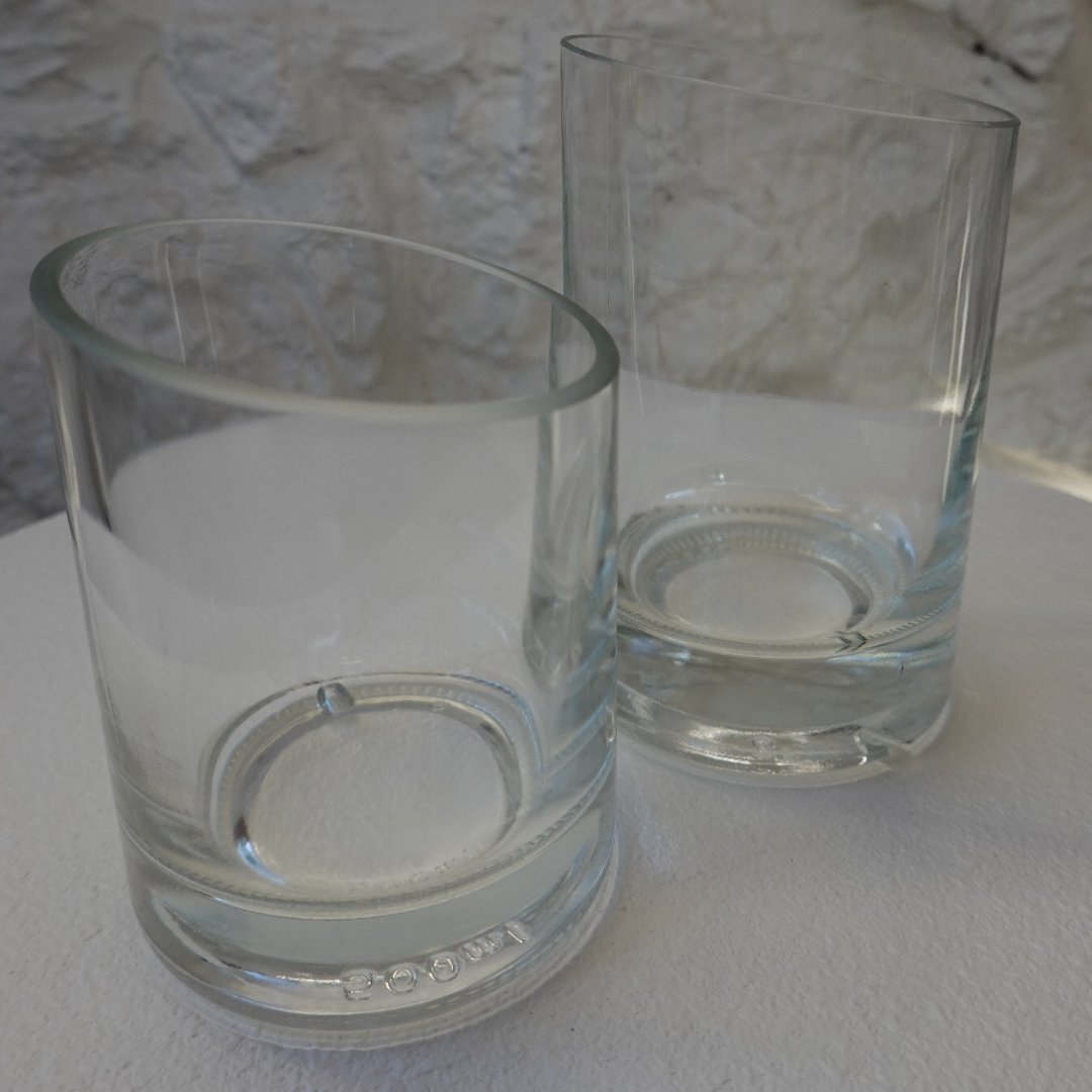SIN GIN TWINS (Clear) - ReValued Glass vessel by glass artist Cindy Poole - Chameleon Sand Candle
