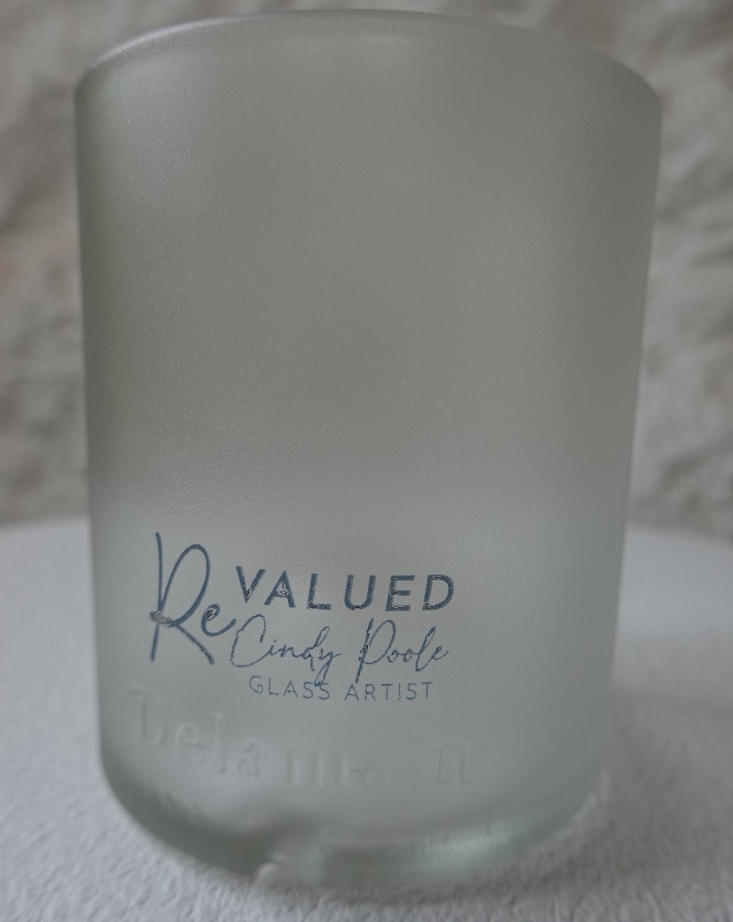 DELAMAIN - ReValued Glass vessel by glass artist Cindy Poole - Chameleon Sand Candle