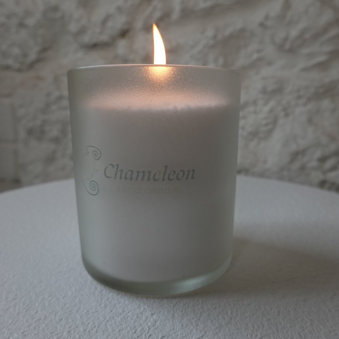 DELAMAIN - ReValued Glass vessel by glass artist Cindy Poole - Chameleon Sand Candle