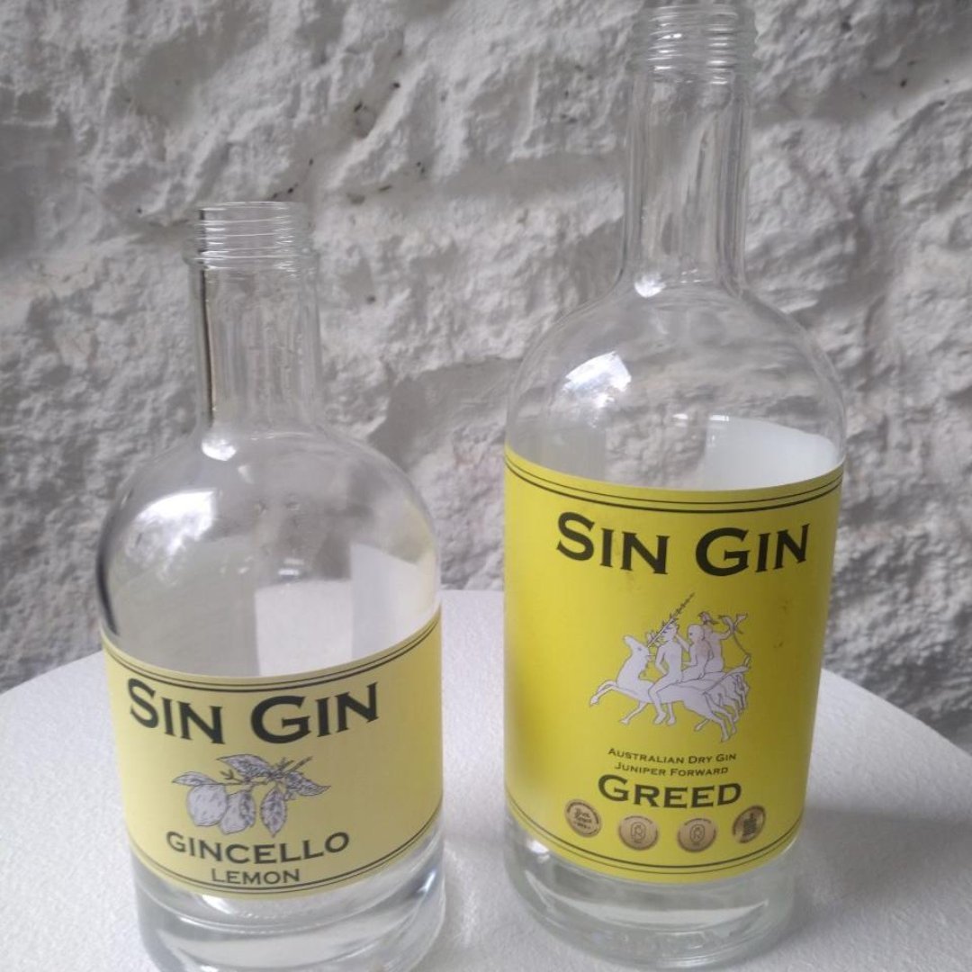 SIN GIN TWINS (Clear) - ReValued Glass vessel by glass artist Cindy Poole - Chameleon Sand Candle
