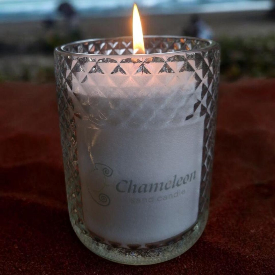FREIXENET PROSECCO - ReValued Glass vessel by glass artist Cindy Poole - Chameleon Sand Candle